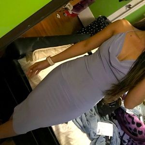Lavender bodycon cowl neck dress